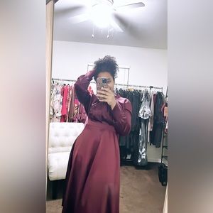 Chicwish satin burgundy dress